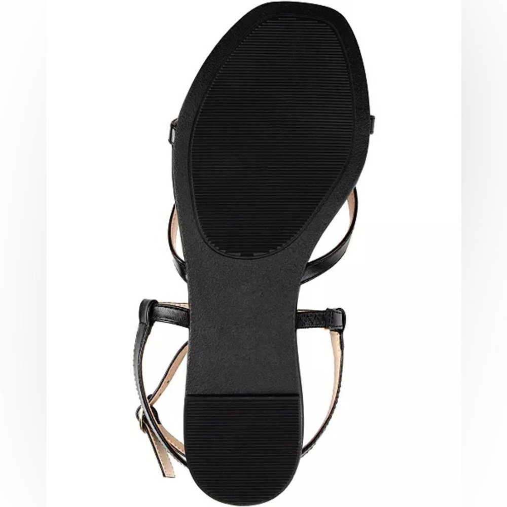 Journee Collection🔥Black 
Women's Serissa Strappy Flat Sandals BRAND NEW SIZE 12 - Picture 5 of 16